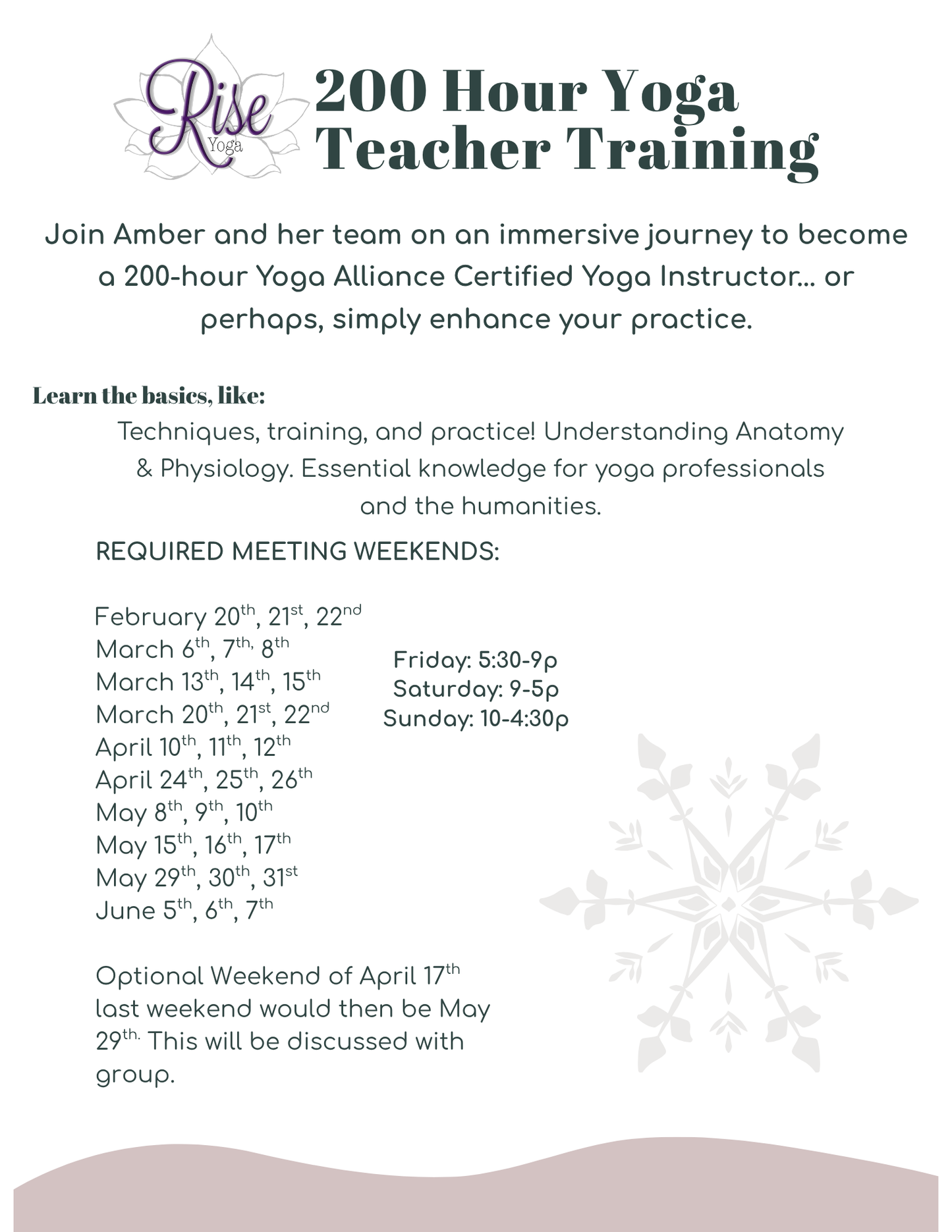 Winter 200 Hour Yoga Teacher Training